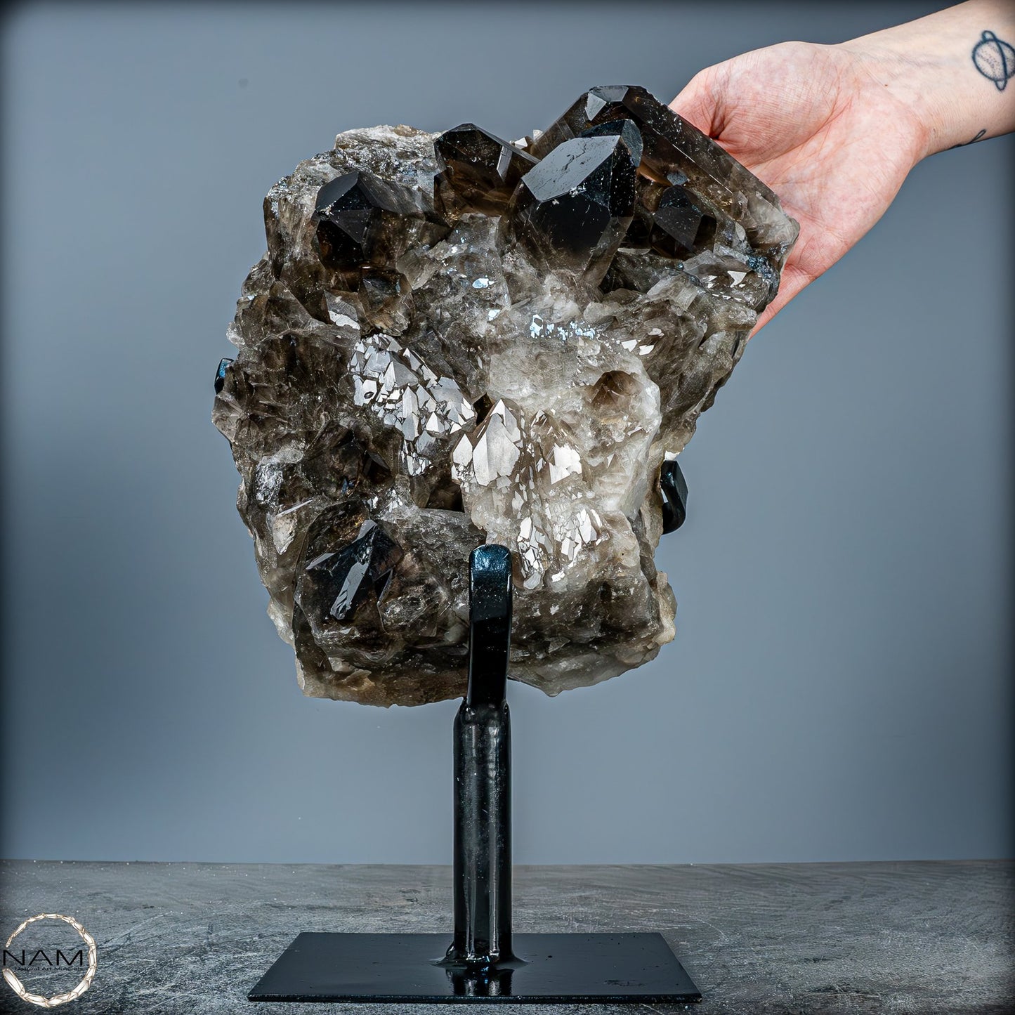 Große Natürliche Rauchquarz-Kristalle auf Ständer - 4719,38 g