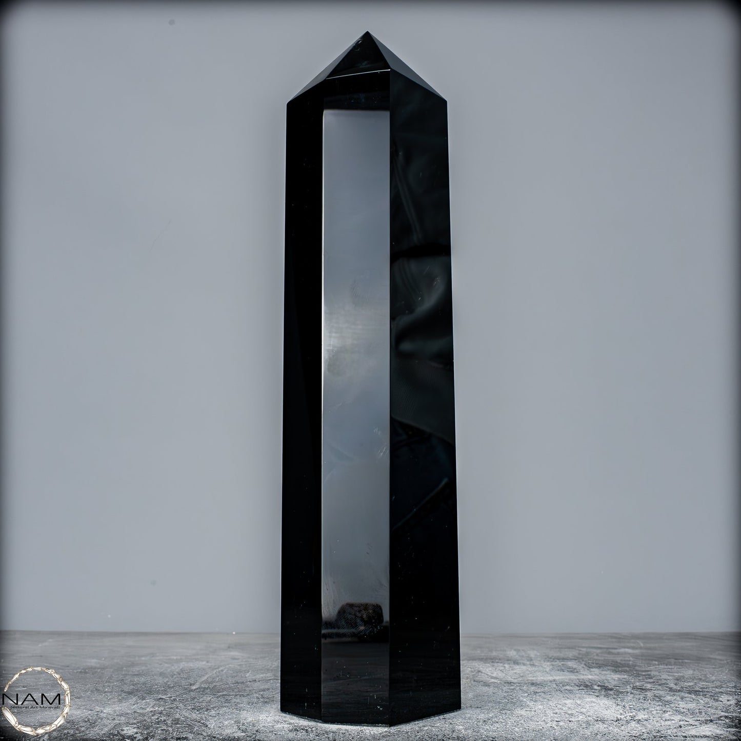 Natürliche Schwarze Obsidian Kristall-Obelisk - 1189,31g