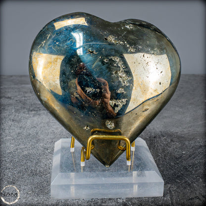 Natürliches Pyrit, Quarz und Galena Kristall Herz/Druse - 1397,97g