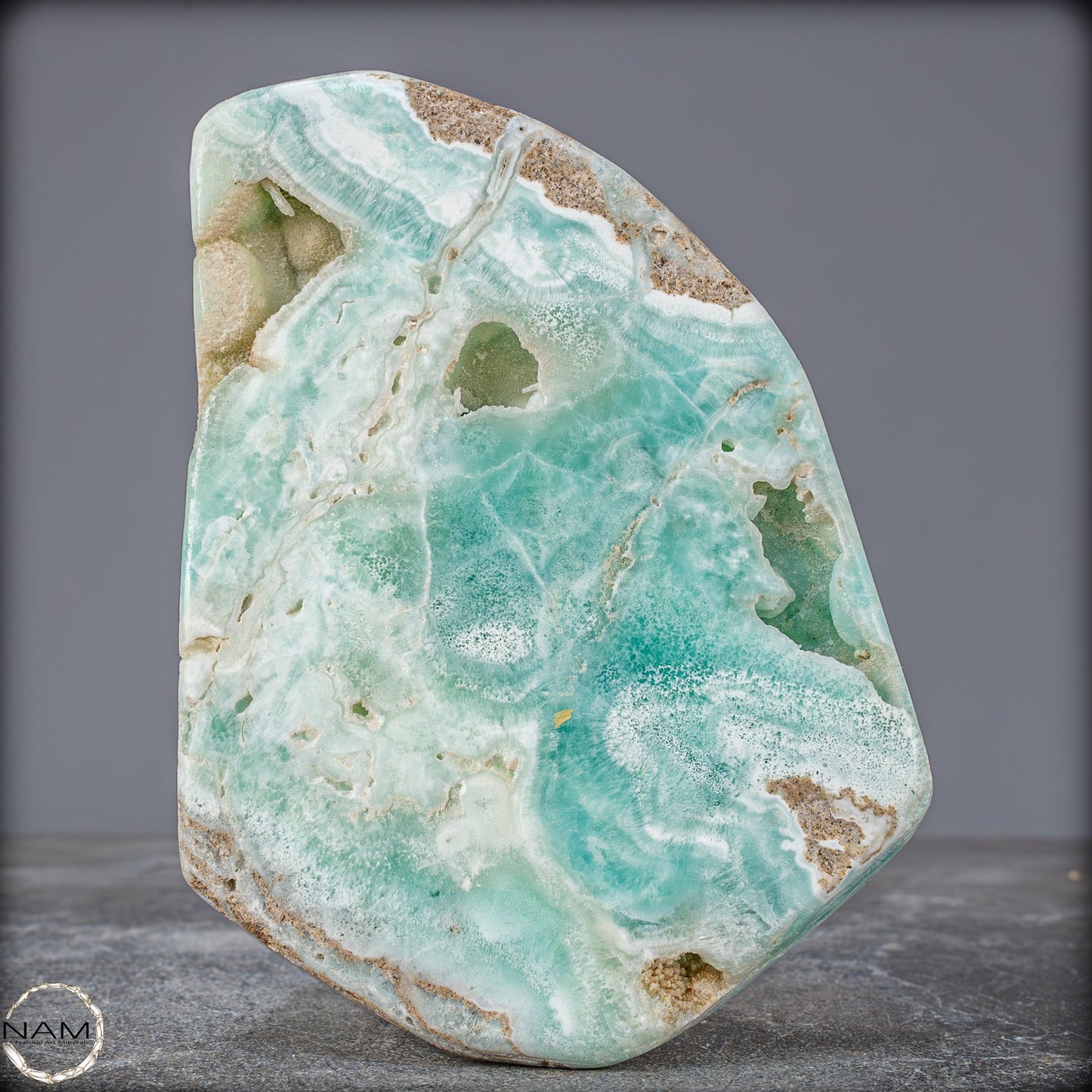 Natürlicher Blau-Grüne Aragonit Kristall-Freiform - 890,17g
