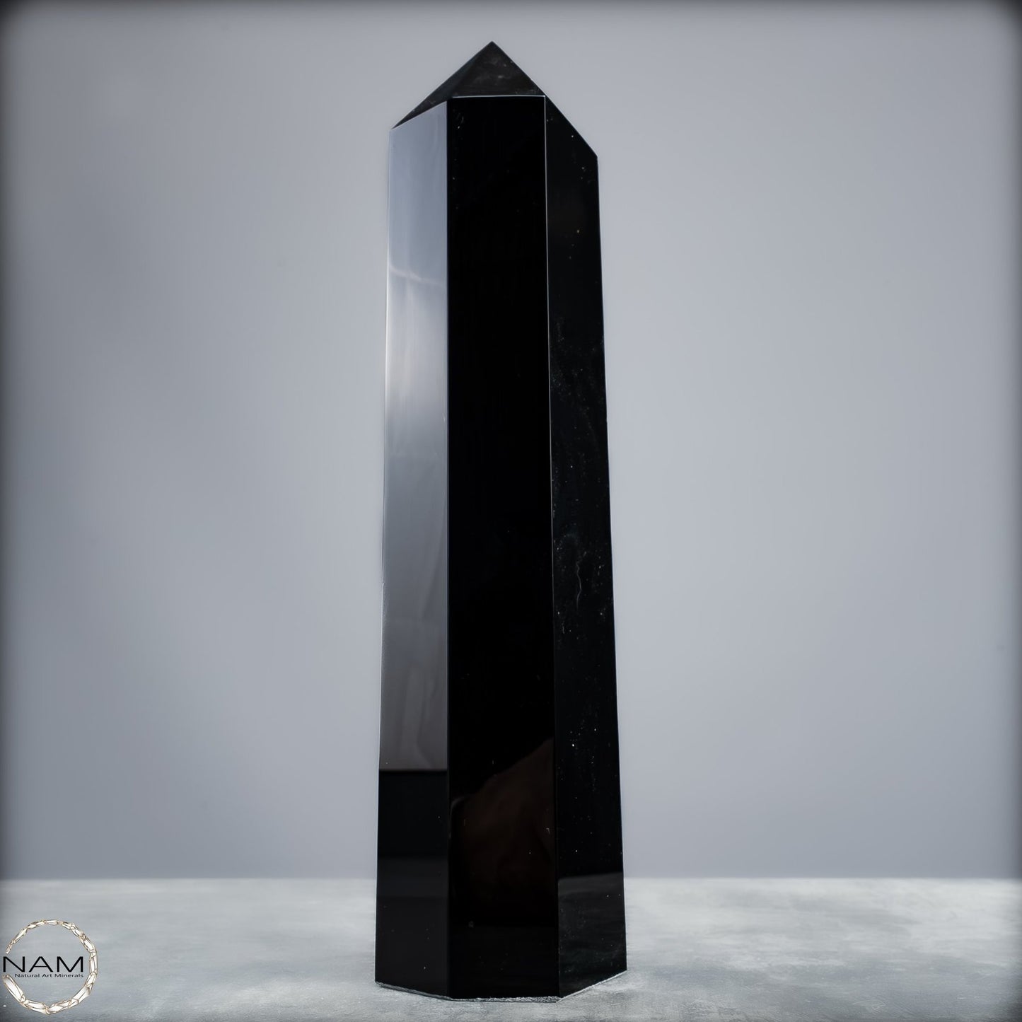 Natürliche Schwarze Obsidian Kristall-Obelisk - 1264,18g