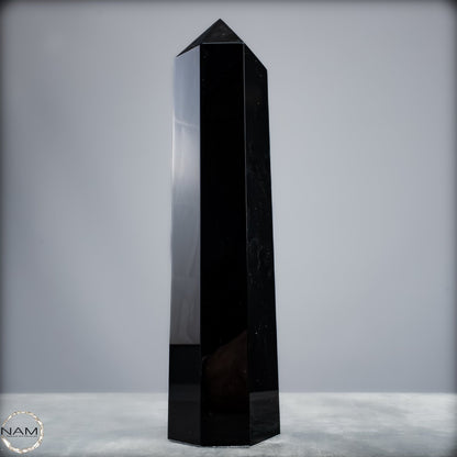 Natürliche Schwarze Obsidian Kristall-Obelisk - 1264,18g