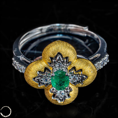 Exklusiver Smaragd-Ring aus vergoldetem Silber- 3,17g 15,85ct