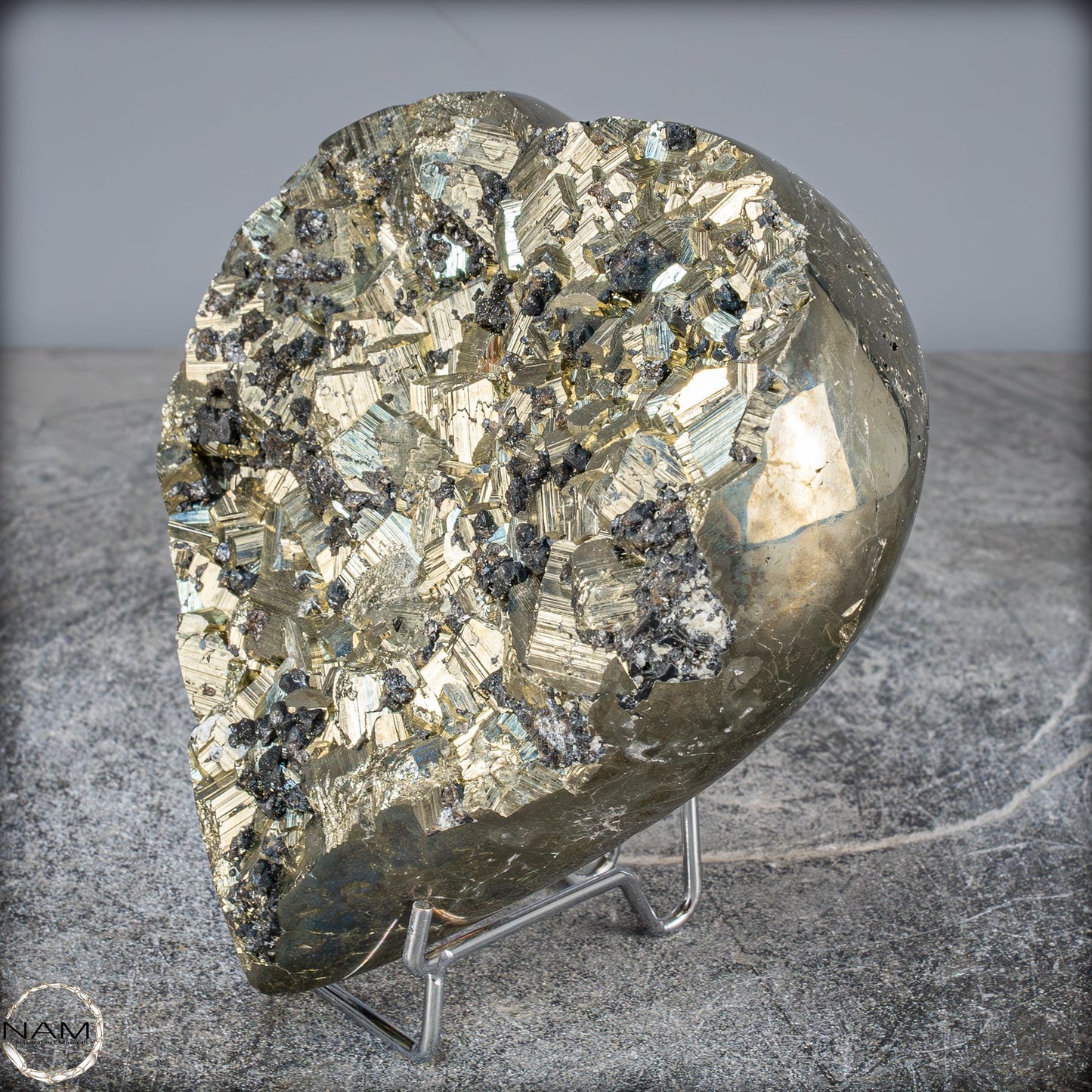 Natürliches Pyrit, Quarz und Galena Kristall Herz/Druse - 2721,21g