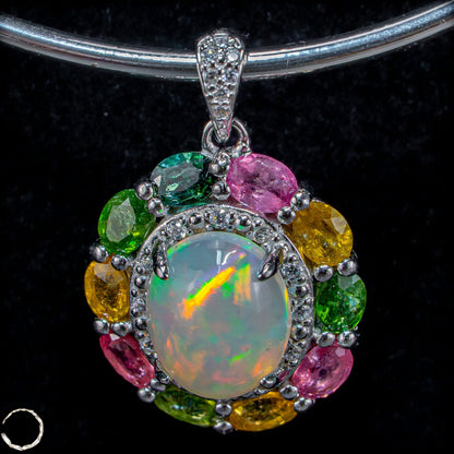 Welo Opal & Turmalin Anhänger – Farbenpracht in vollendeter Harmonie 3,47g 17,35ct