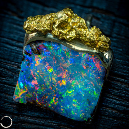 Natural Boulder Opal, Natürliches Goldnugget, 18K Gold Nugget - 3,968g