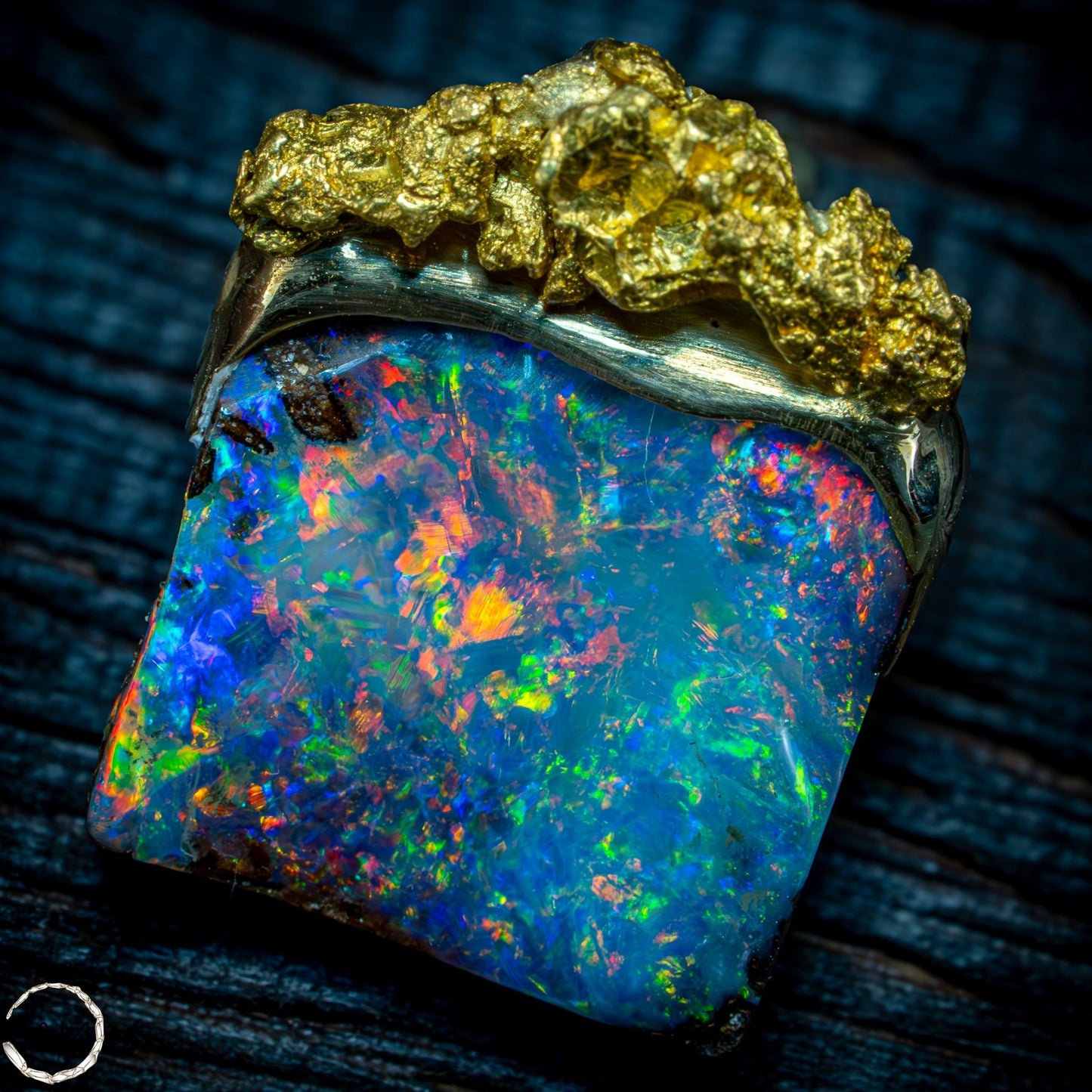 Natural Boulder Opal, Natürliches Goldnugget, 18K Gold Nugget - 3,968g