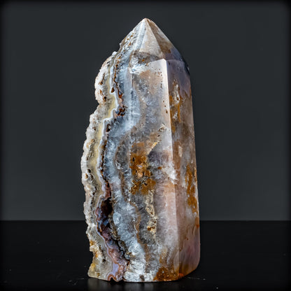 Natürlicher Achat-Kristall Obelisk mit Druse - 828,28g