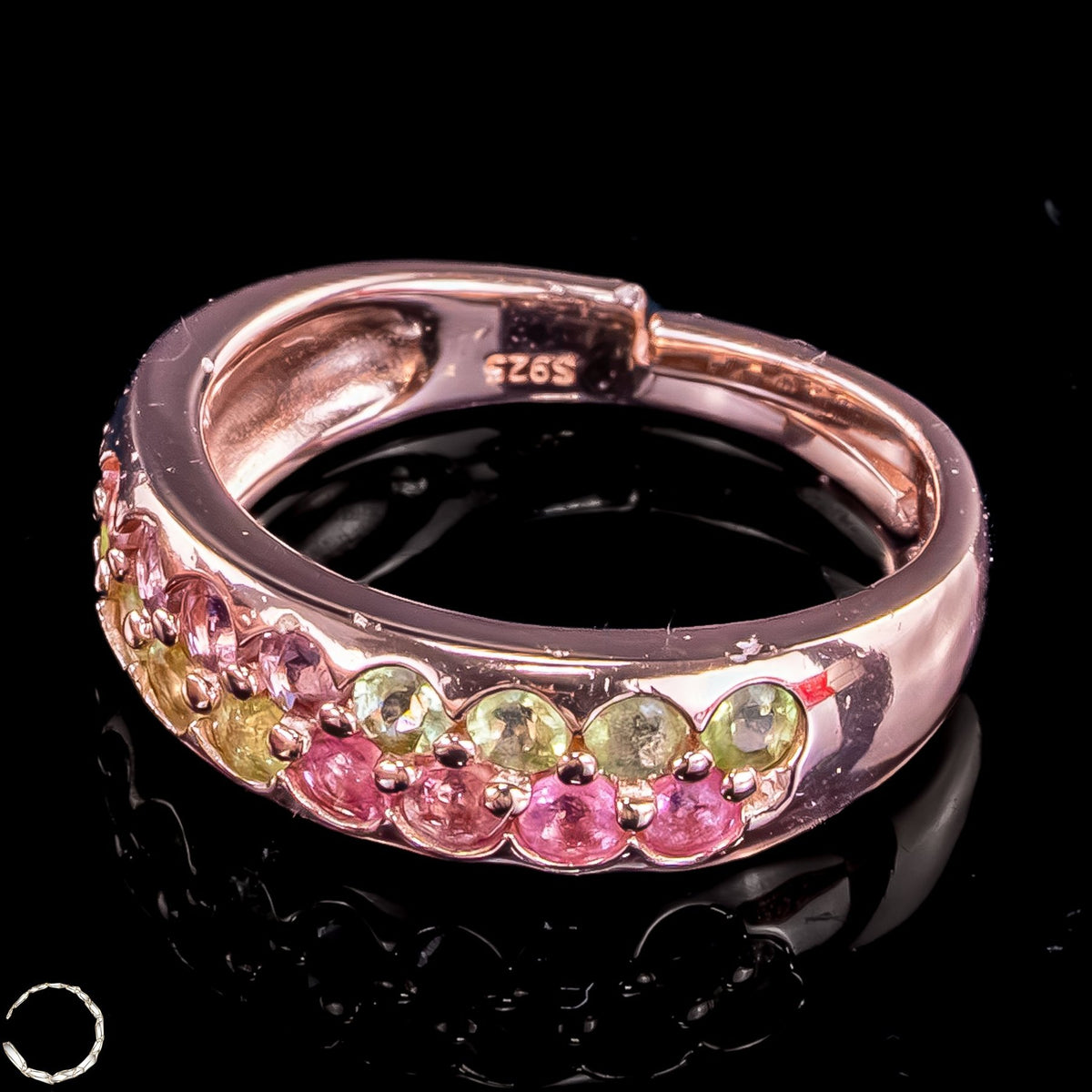 Exklusives Regenbogen-Turmalin Ring in Rosévergoldung  –4,08g 20,4ct