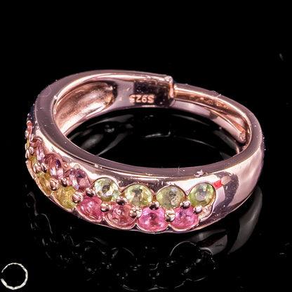 Exklusives Regenbogen-Turmalin Ring in Rosévergoldung  –4,08g 20,4ct