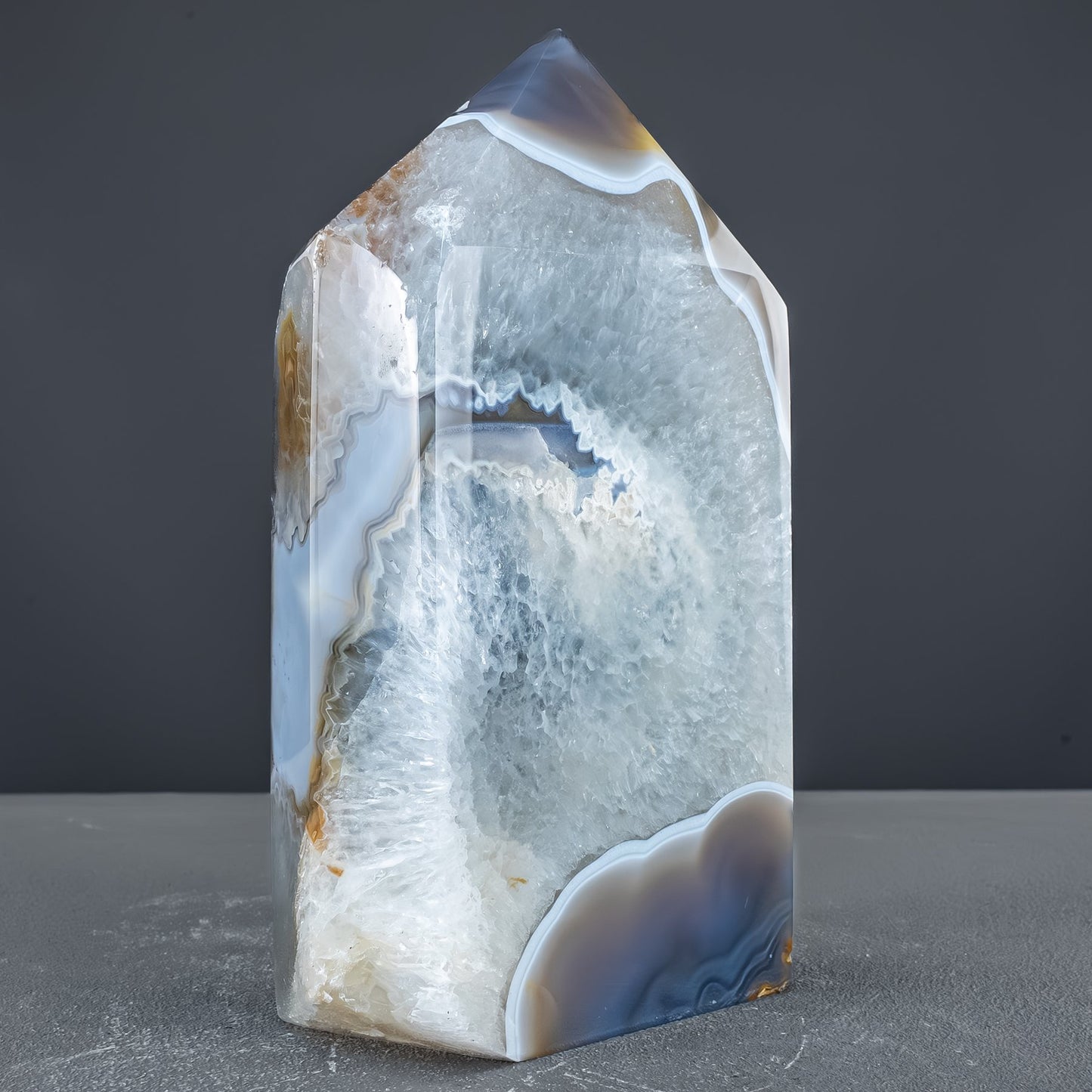 Natürlicher Achat-Kristall Obelisk mit Druse - 1975,61g