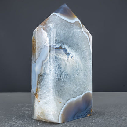 Natürlicher Achat-Kristall Obelisk mit Druse - 1975,61g