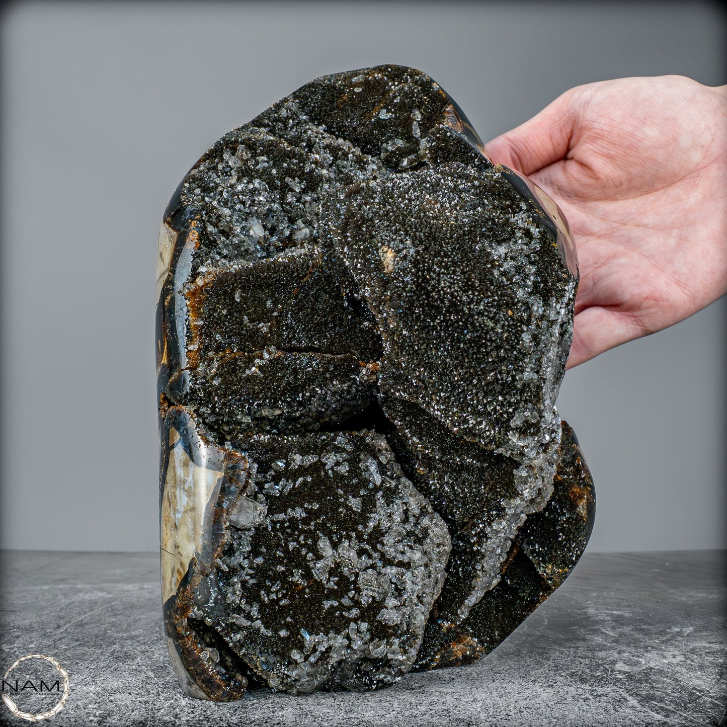 Natürliche Septarien Druse mit Calzit Kristallen - 3257,38g