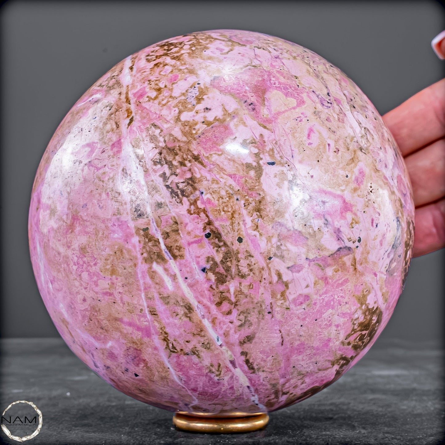 Rhodochrosit-Kugel – imposantes Unikat in Rosa-2290,92g