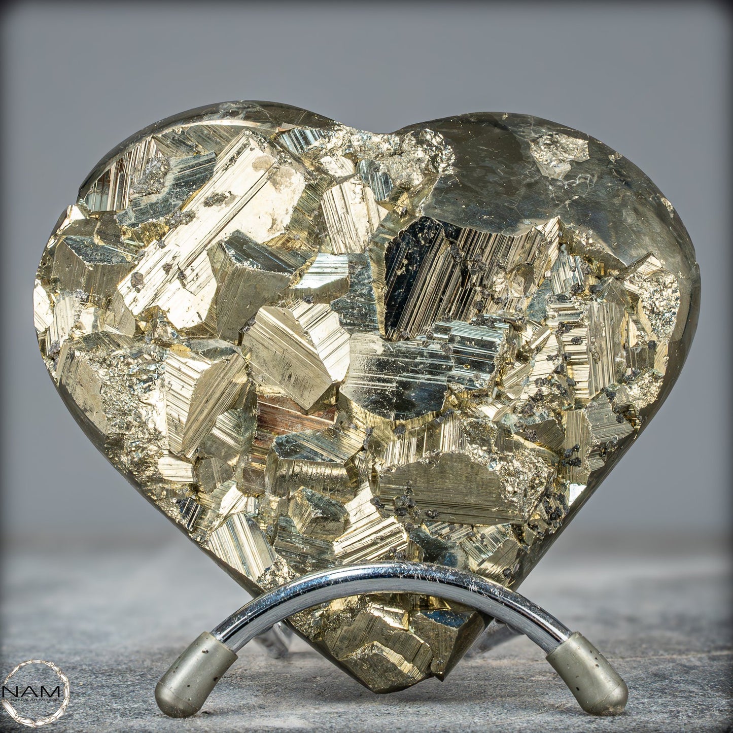 Natürliches Pyrit, Quarz und Galena Kristall Herz/Druse - 1044,28g