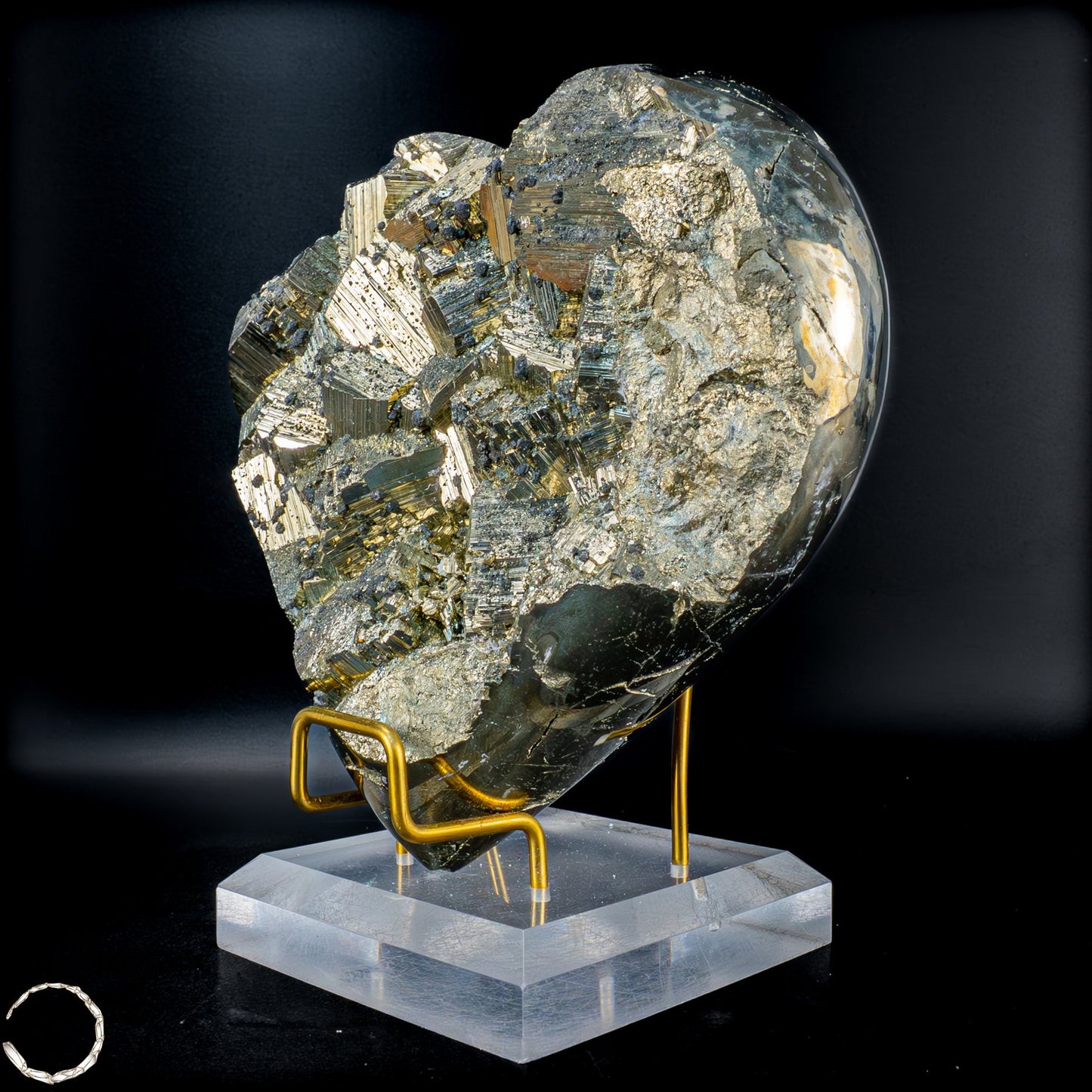 Natürliches Pyrit, Quarz und Galena Kristall Herz/Druse - 2555,65 g