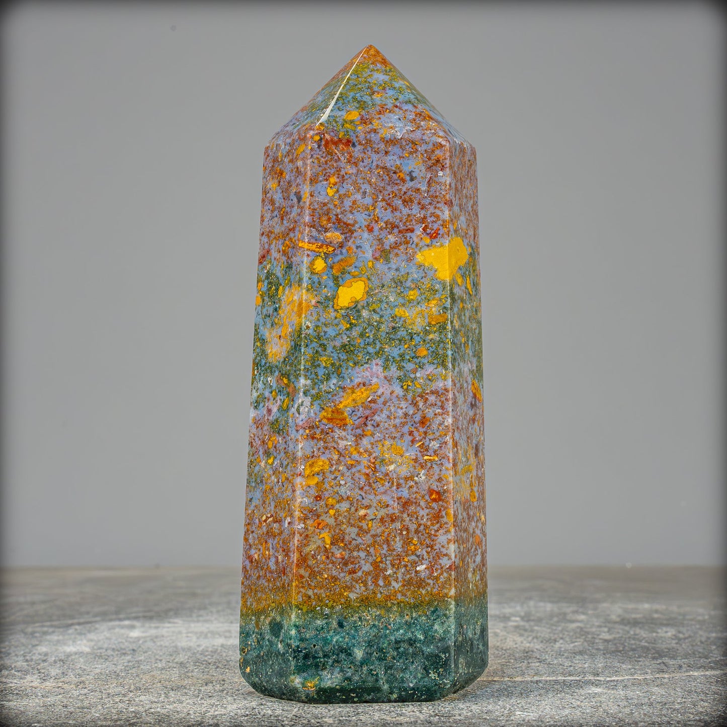 Natürlicher Ocean Jasper Kristall-Obelisk - 518,17g