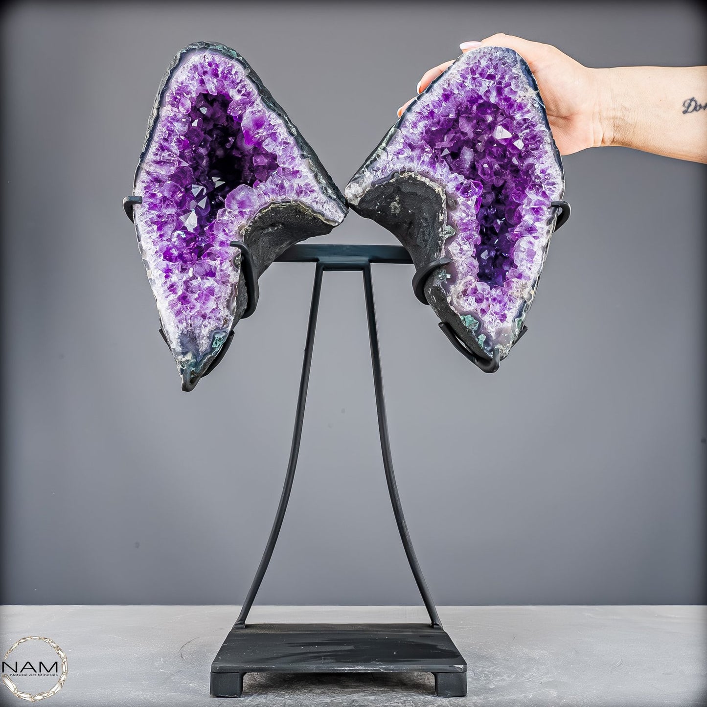 Natürliche Amethyst Drusen Flügel auf Ständer -9403,88g
