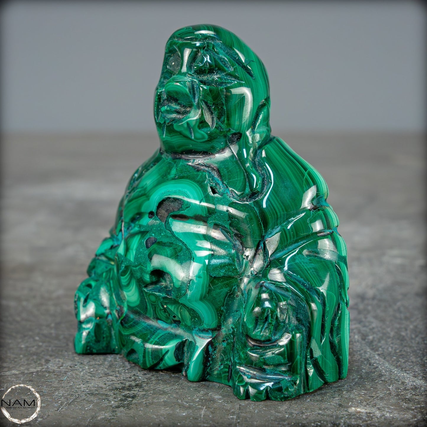 Sehr alte Malachit & Chrysocolla Skulptur Buddha , Kongo - 115,59g