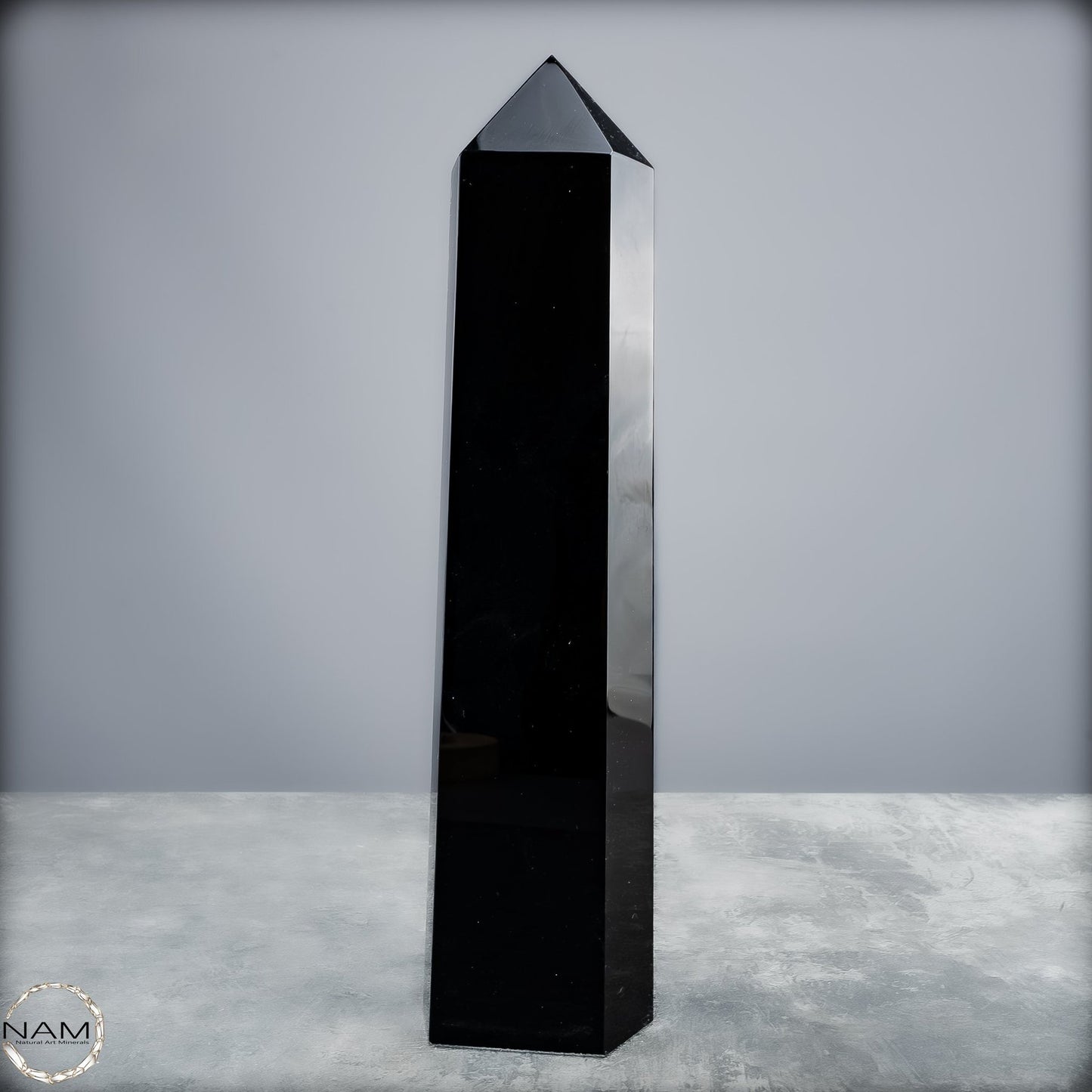 Natürliche Schwarze Obsidian Kristall-Obelisk - 1264,18g