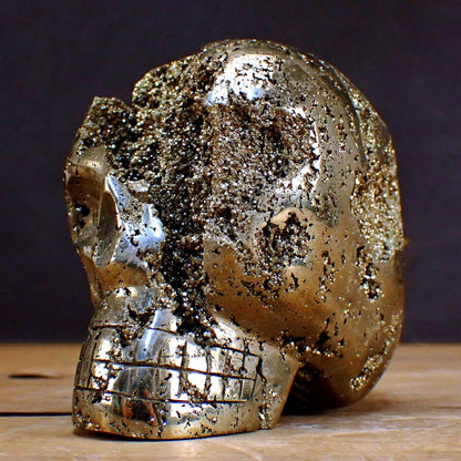 Großer Pyrit Schädel/Totenkopf Skulptur - 2165,51g