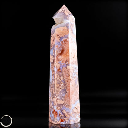 Cotton Candy Achat Obelisk – Sanfte Farben, kraftvolle Eleganz aus Mexiko -305,36g