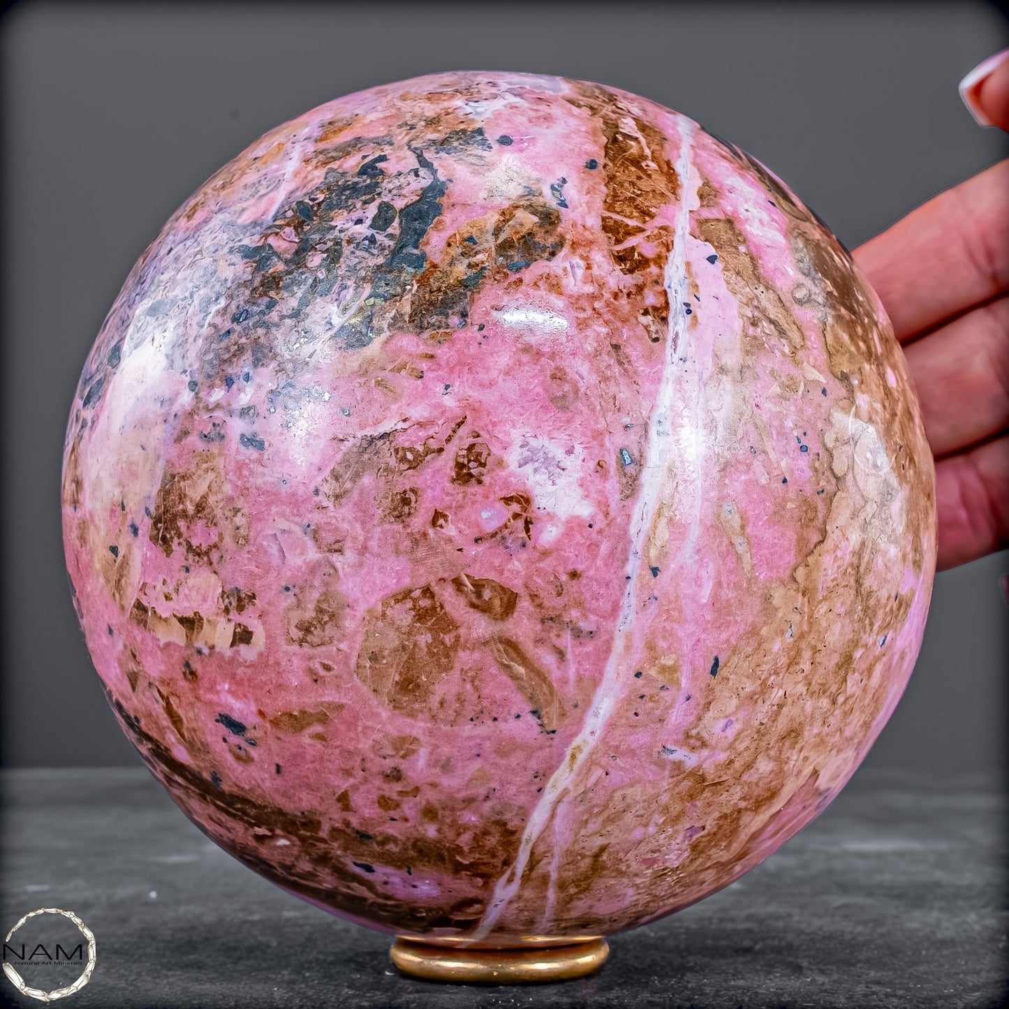 Rhodochrosit-Kugel – imposantes Unikat in Rosa-2290,92g