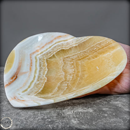 Wunderschöne Calcit-Herzschale aus Mexiko- 347,74g