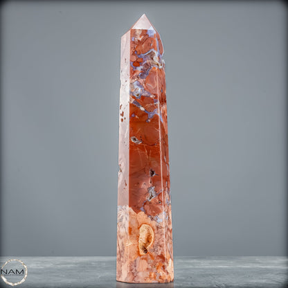 Cotton Candy Achat Obelisk – Sanfte Farben, kraftvolle Eleganz aus Mexiko - 443,16g