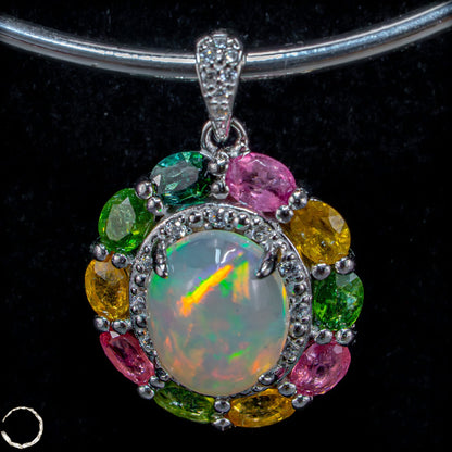 Welo Opal & Turmalin Anhänger – Farbenpracht in vollendeter Harmonie 3,47g 17,35ct