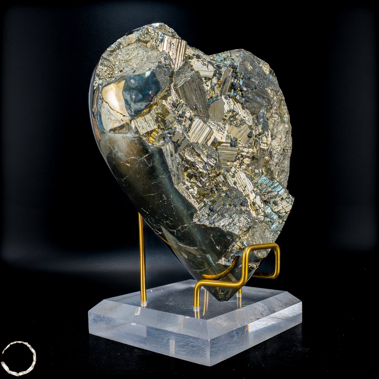 Natürliches Pyrit, Quarz und Galena Kristall Herz/Druse - 2555,65 g