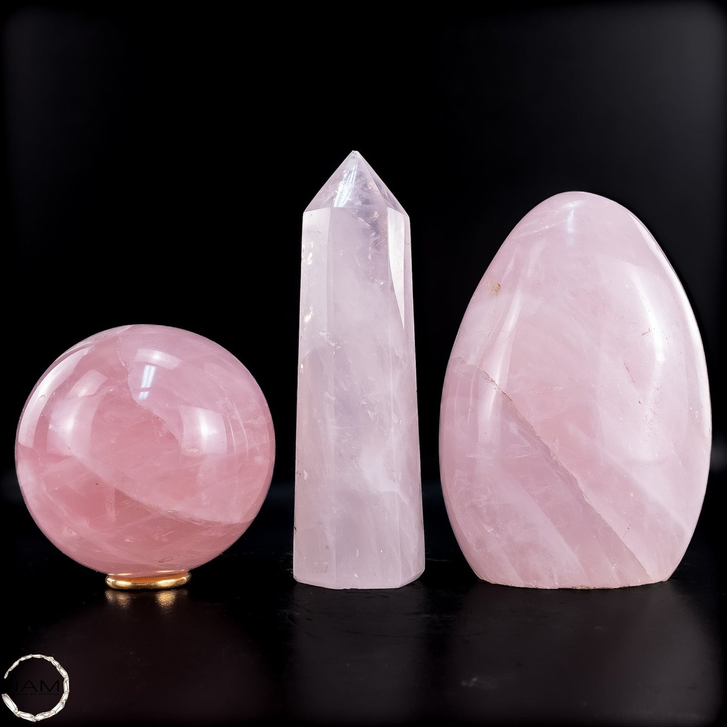 Rosenquarz-Set –  aus Turm, Freiform und Kugel 2118,31g