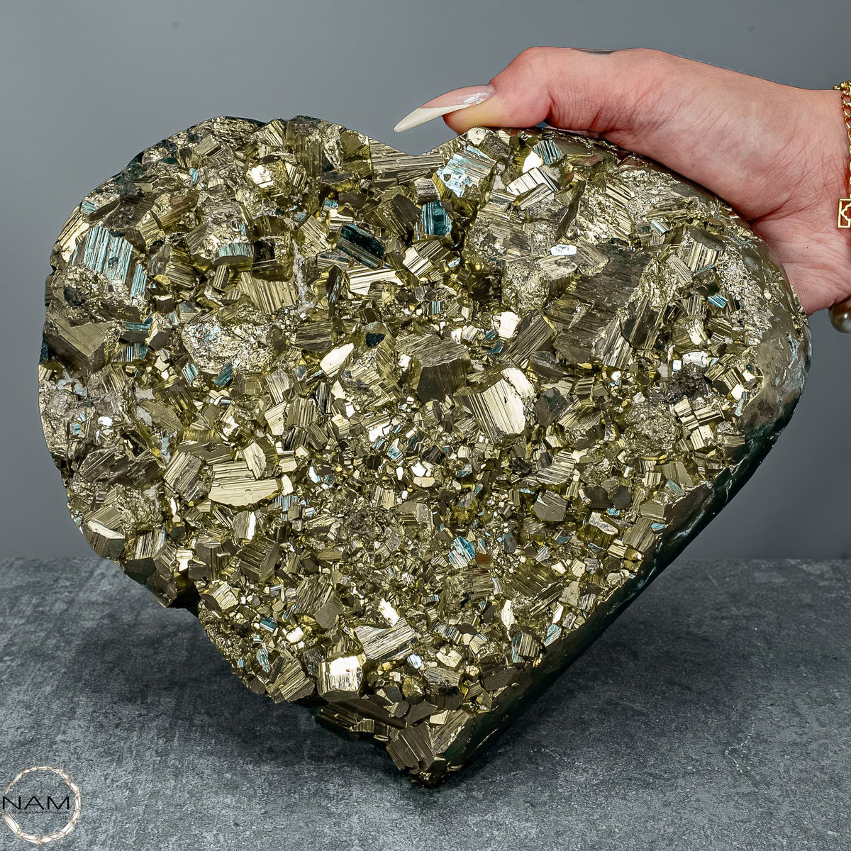 Natürliches Pyrit, Quarz und Galena Kristall Herz/Druse - 5039,47g