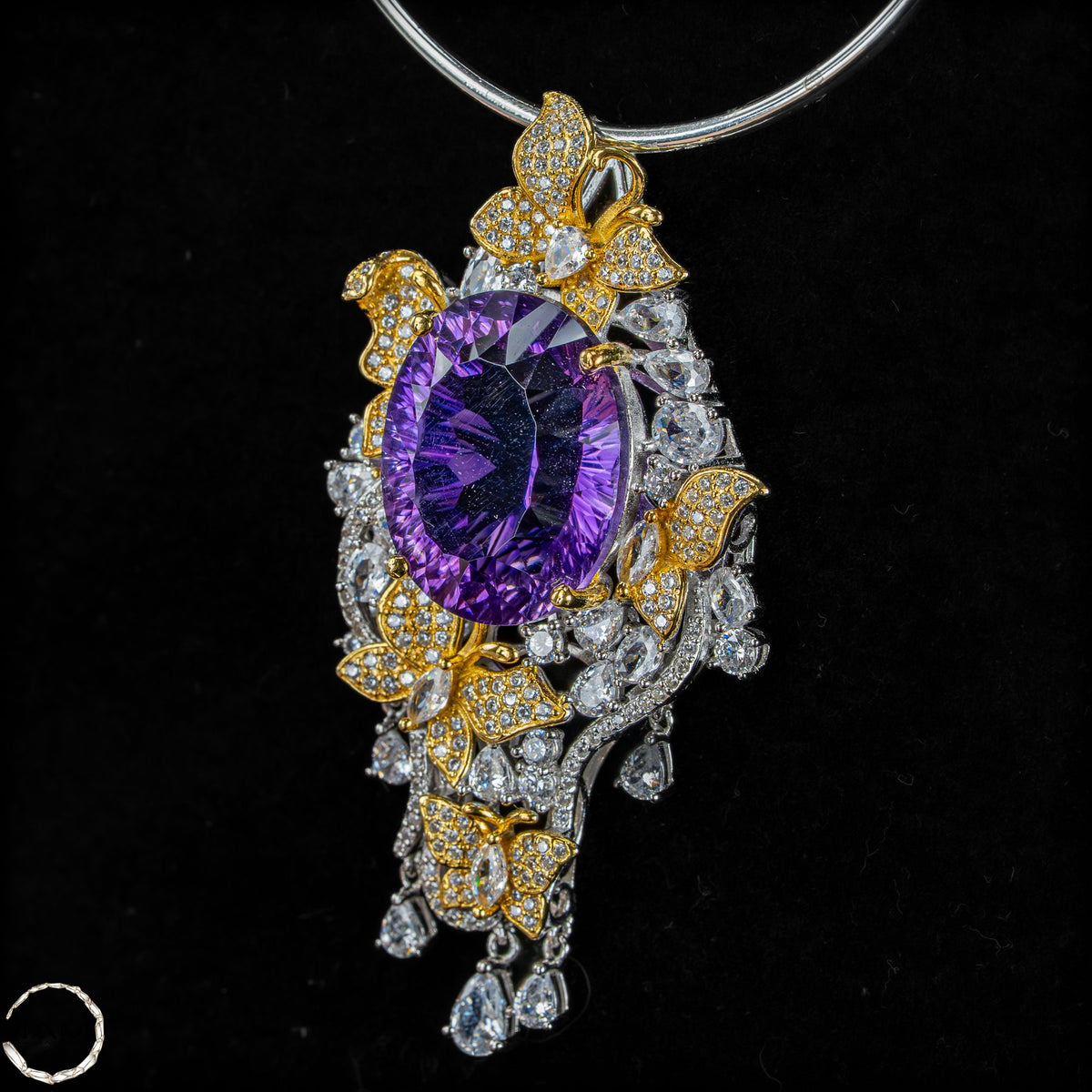 Prunkvoller Amethyst-Anhänger – vergoldetes Silber  20,68g 103,4ct