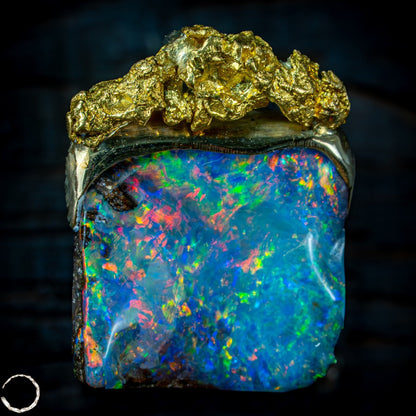 Natural Boulder Opal, Natürliches Goldnugget, 18K Gold Nugget - 3,968g