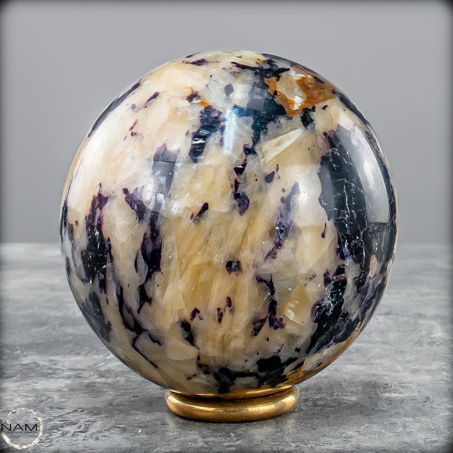 Seltene Natürliche Lila Fluorit-Calcit-Kugel - 548,69 g