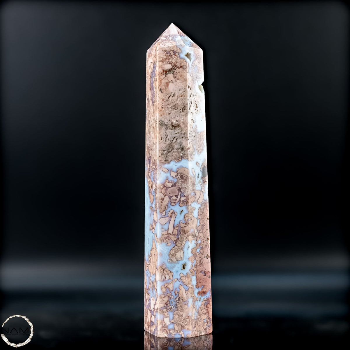 Cotton Candy Achat Obelisk  kraftvolle Eleganz aus Mexiko - 360,56g