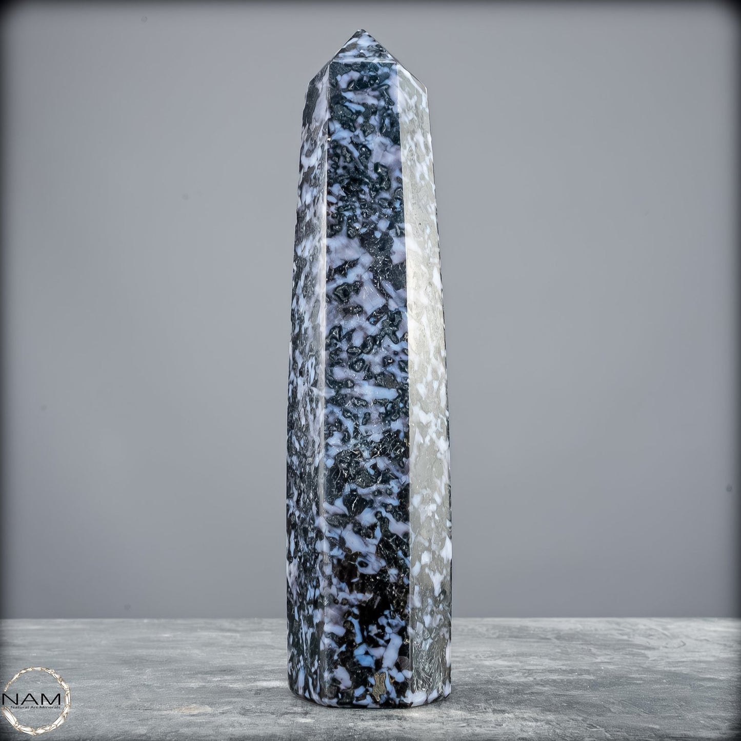 Natürlicher Merlinit (Gabbro) Kristall Obelisk - 821,77g