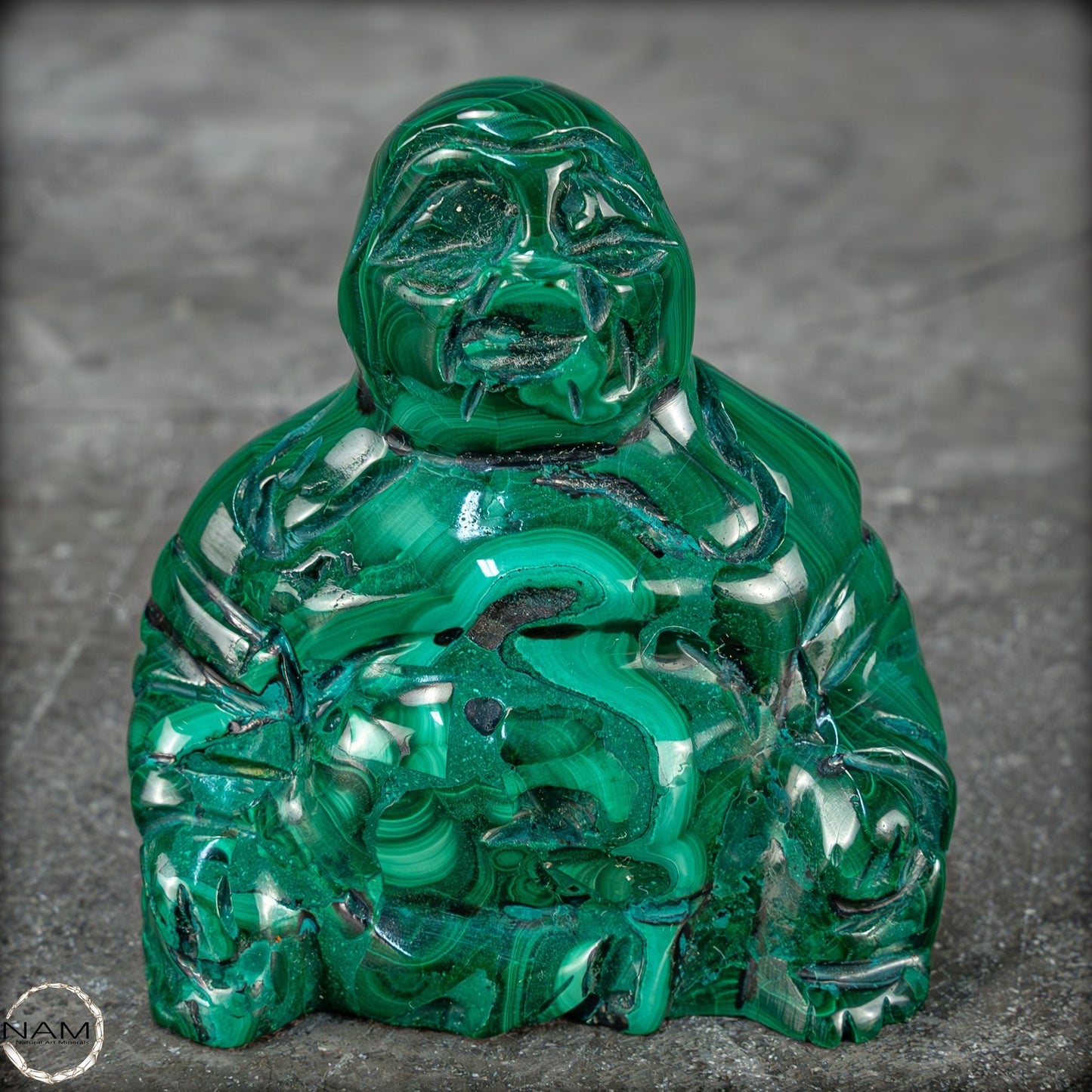 Sehr alte Malachit & Chrysocolla Skulptur Buddha , Kongo - 115,59g