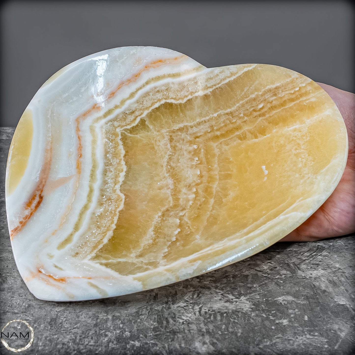 Wunderschöne Calcit-Herzschale aus Mexiko- 347,74g