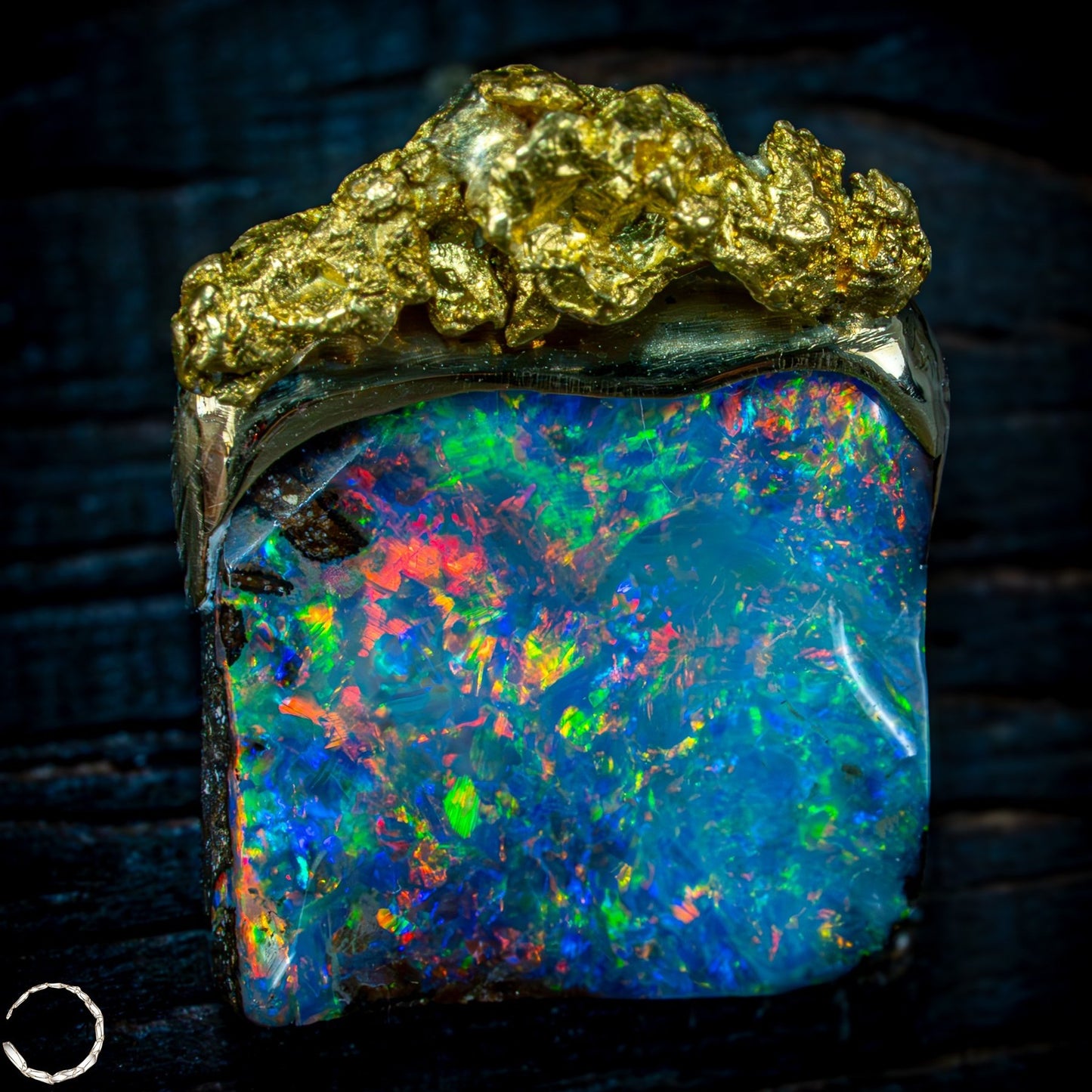 Natural Boulder Opal, Natürliches Goldnugget, 18K Gold Nugget - 3,968g