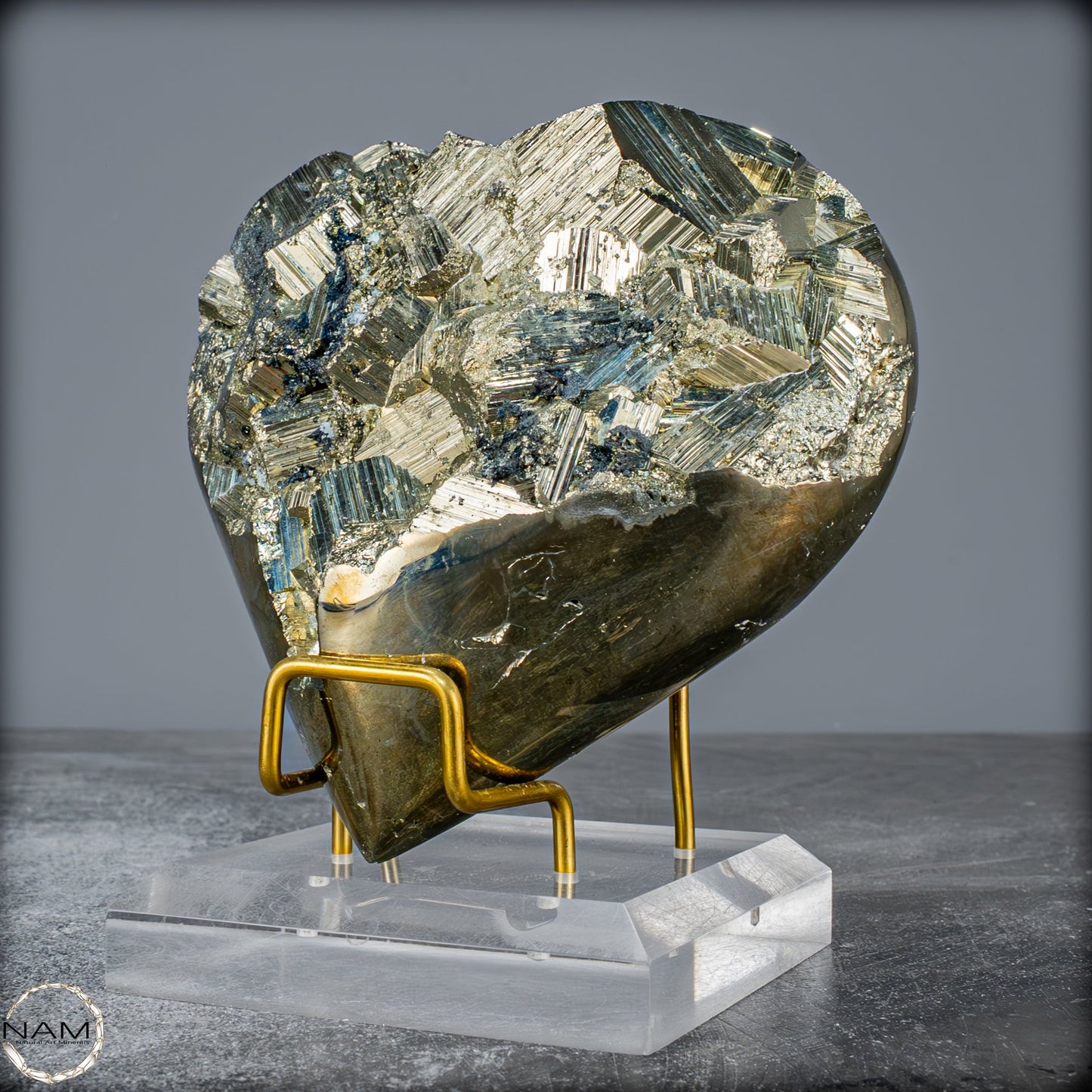 Natürliches Pyrit, Quarz und Galena Kristall Herz/Druse - 1397,97g