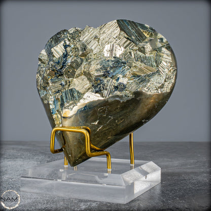 Natürliches Pyrit, Quarz und Galena Kristall Herz/Druse - 1397,97g