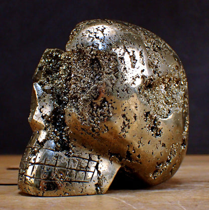 Großer Pyrit Schädel/Totenkopf Skulptur - 2165,51g