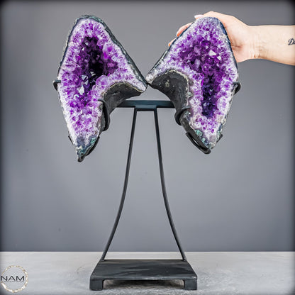Natürliche Amethyst Drusen Flügel auf Ständer -9403,88g