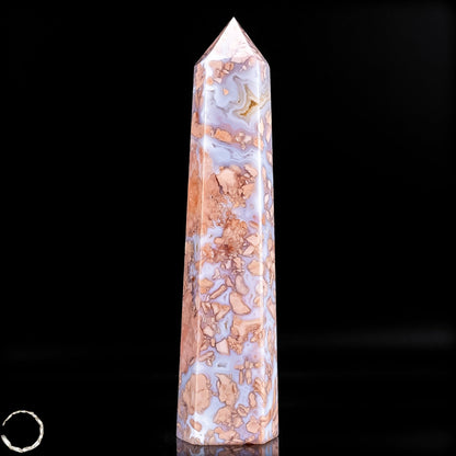 Cotton Candy Achat Obelisk – Sanfte Farben, kraftvolle Eleganz aus Mexiko -305,36g