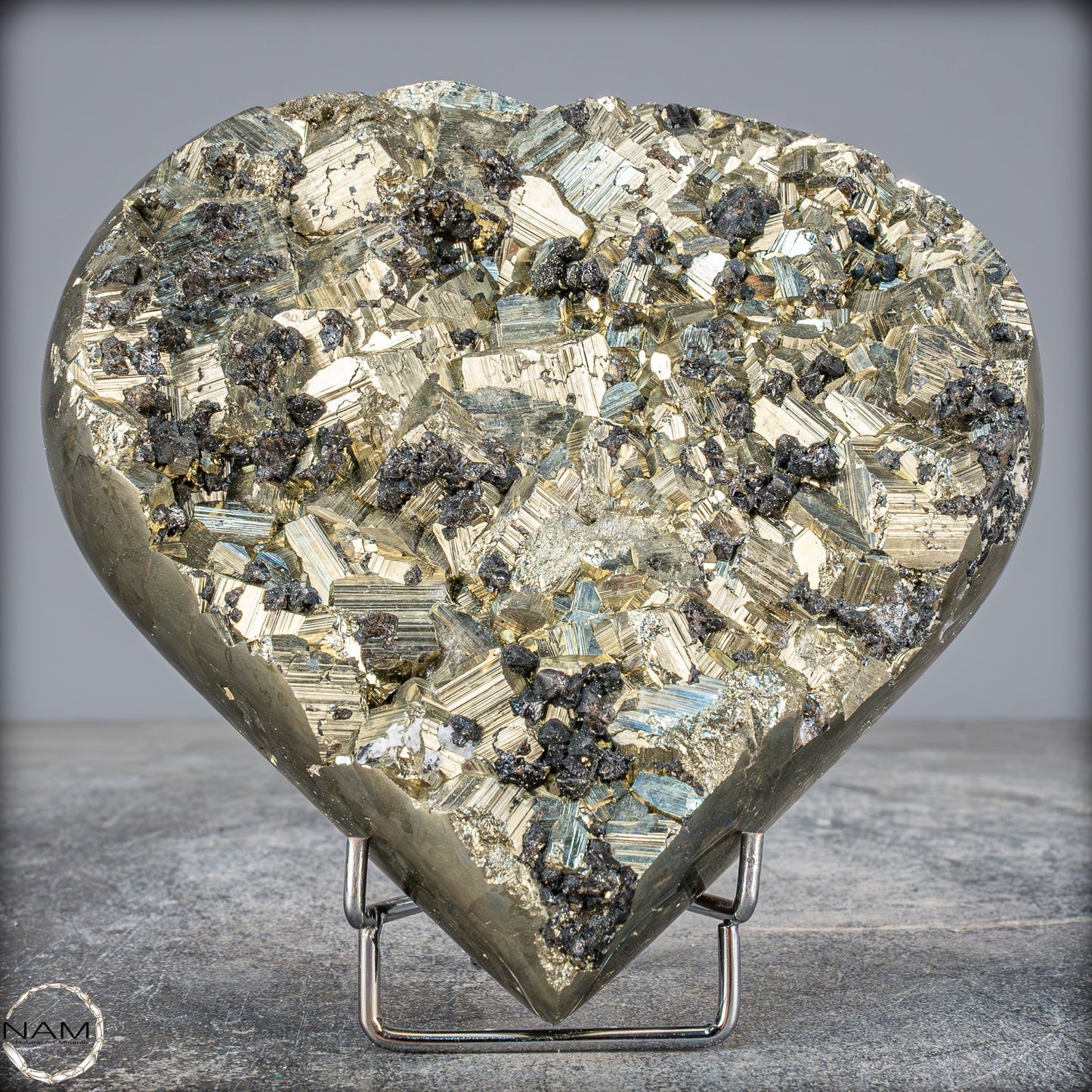 Natürliches Pyrit, Quarz und Galena Kristall Herz/Druse - 2721,21g