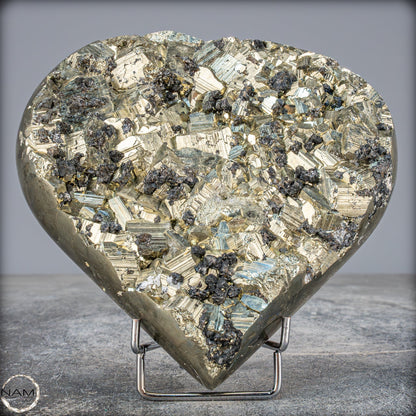 Natürliches Pyrit, Quarz und Galena Kristall Herz/Druse - 2721,21g