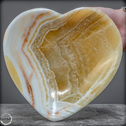 Wunderschöne Calcit-Herzschale aus Mexiko- 347,74g