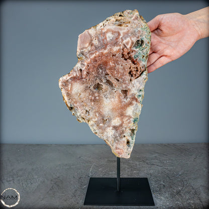 Natürliche Pinker Amethyst-Achat Scheibe auf Ständer - 1780,14g